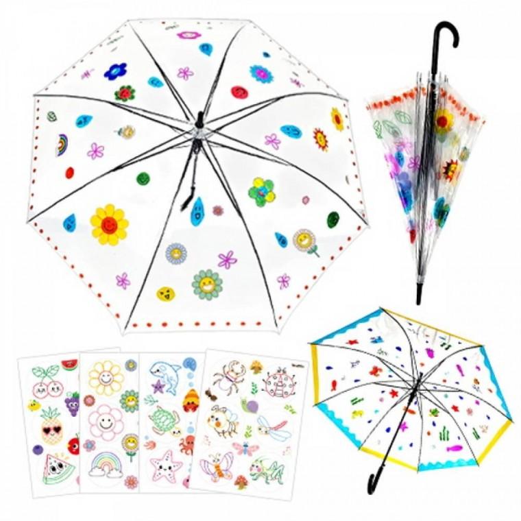투명우산 채색스티커 꾸미기(스티커4종 택1)