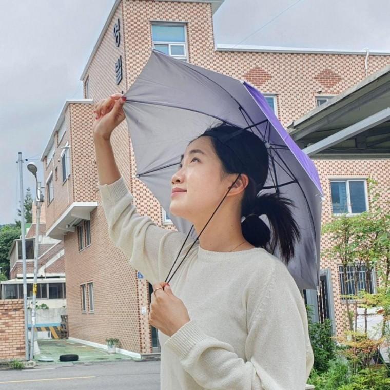 머리에 쓰는 우산모자 소형 퍼플