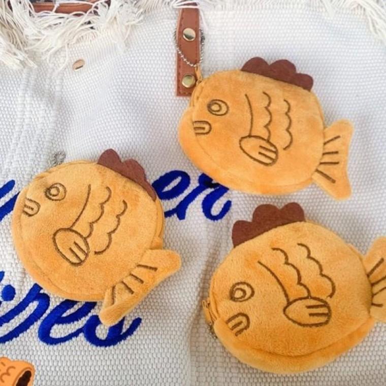 열쇠고리 일본 보관 동전 지갑 붕어빵 코인 여행 케이스 키링 엔화 이어폰