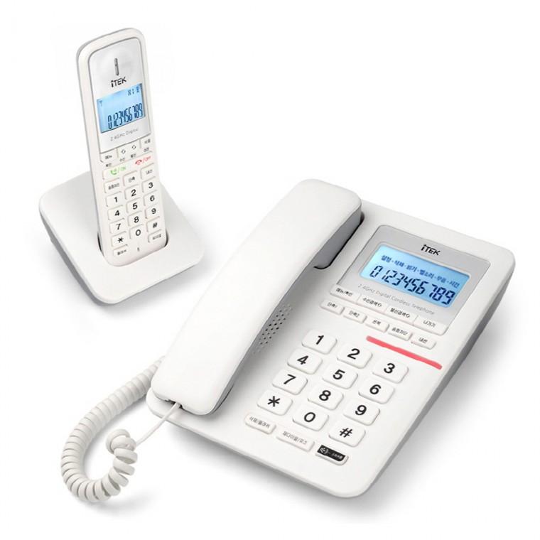 아이텍3030/화이트 한글지원 발신자표시 유무선전화기 핸즈프리 유/무선 전화기 착신램프 매장 사무용