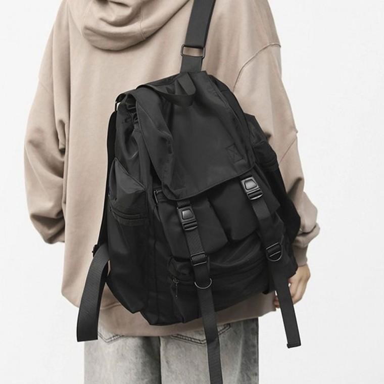 HL] 백팩 남녀공용 트렌디 패션 캐주얼 데일리백 블랙