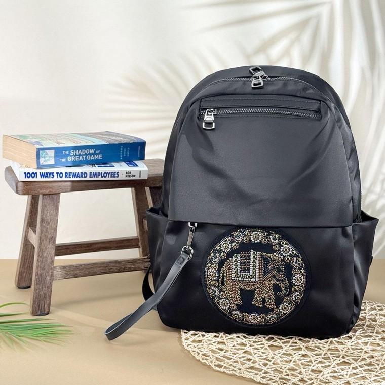 여성 캐주얼 큐빅 코끼리 블랙 백팩 직장인 학생 가방