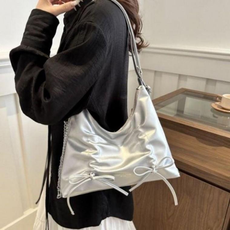 패션가방 발레코어 숄더백 셔링 은색 더블 실버 가방 백팩 여성 리본