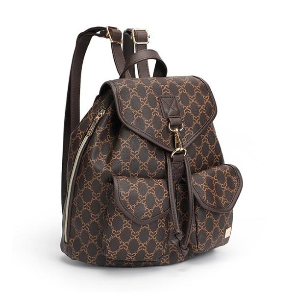 모노그램 패턴 백팩 여성 데일리 포켓 스트랩 가방