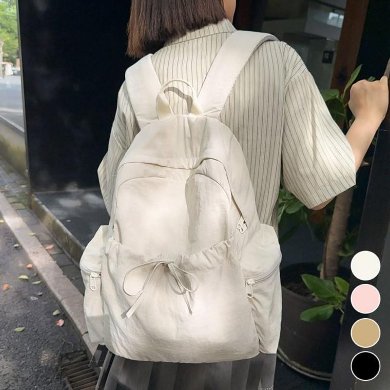 HL] 백팩 가방 여성 데일리 리본 셔링 캐주얼 경량