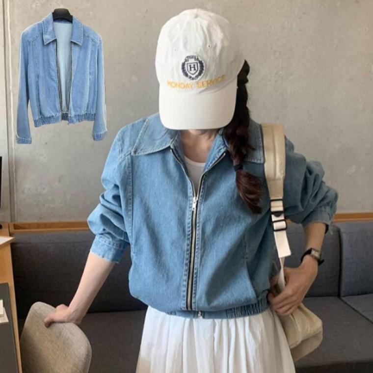 클래식한 데님 소재 캐주얼한 지퍼 포인트 데일리 청자켓