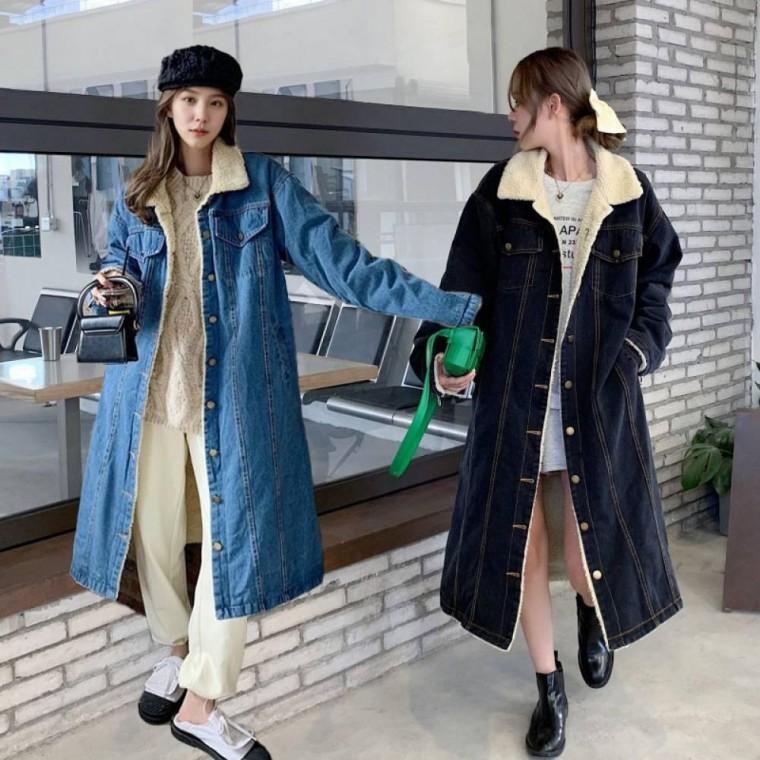 따뜻한 안감퍼 양털 롱롱 데님 점퍼 데일리 자켓