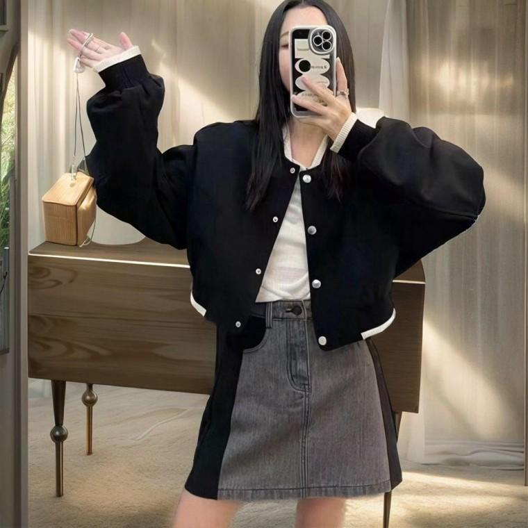 여자 블루종 크롭 항공점퍼 간절기 아우터 바시티자켓