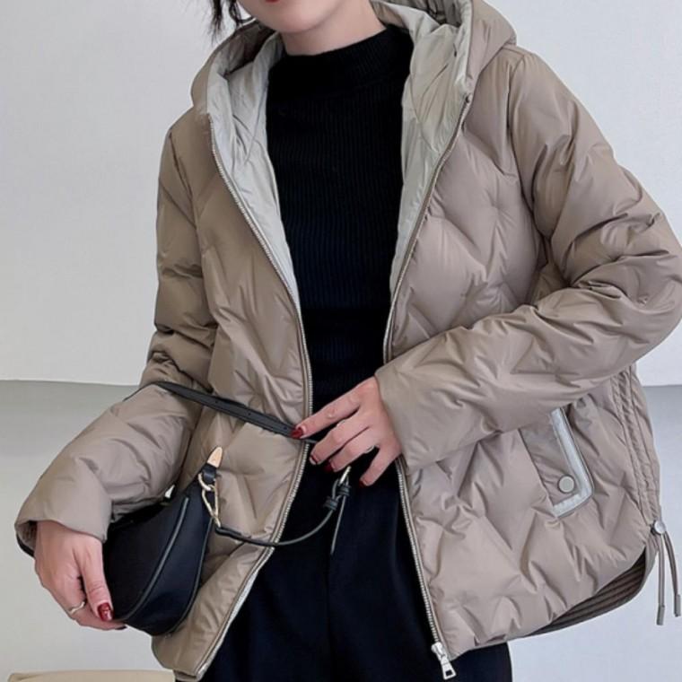 여성 겨울 화이트 오리털 후드 패딩 점퍼 방한 자켓