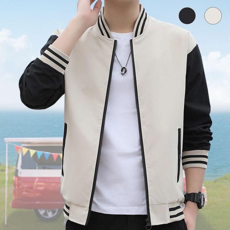남성 야구점퍼 바람막이 점퍼 배색 간절기 윈드 자켓 아우터