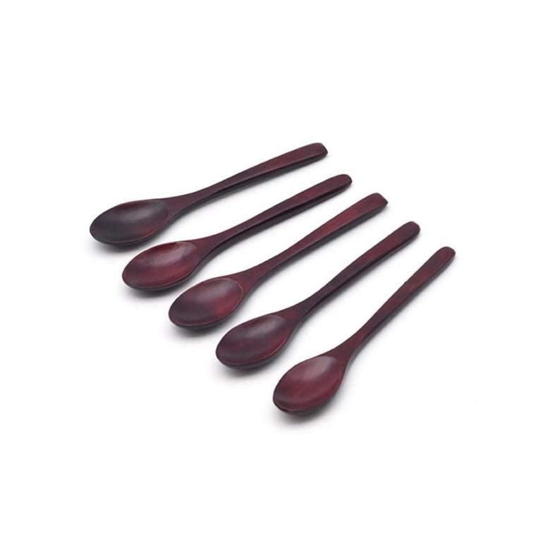 루미나D 옻칠 나무 티스푼 다용도 디저트 스푼 5p 가정용 주방용