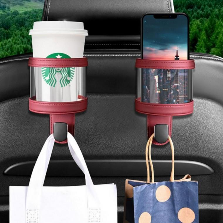 차량용 헤드레스트 전용 다용도 컵홀더 후크 행 용가방 걸이