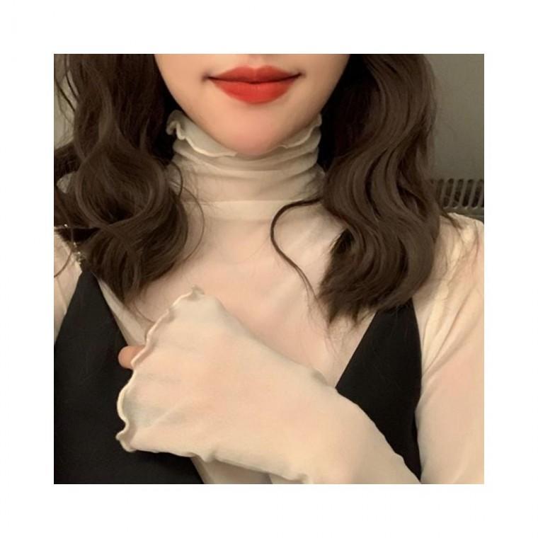 루미나D 여성 시스루 폴라 긴팔티 블라우스 가정용 주방용 다용도