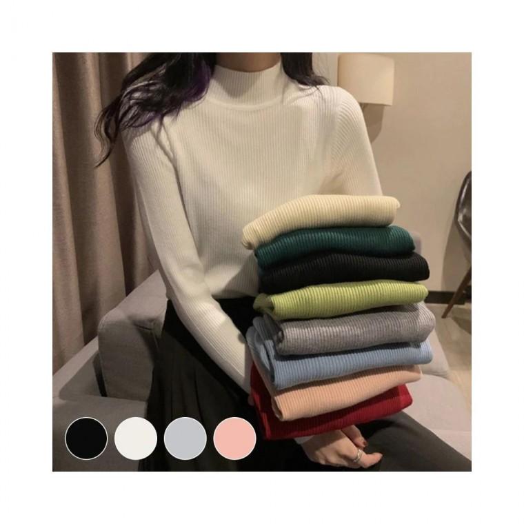 루미나D 여성 골지 반목폴라 니트 긴팔 반폴라티 가정용 주방용 다용도