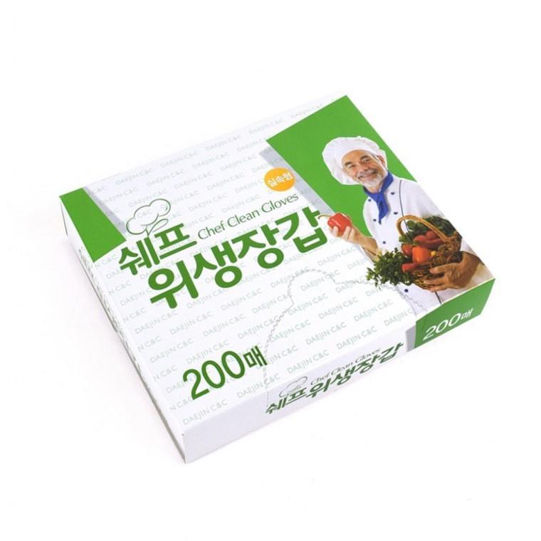 쉐프 위생장갑 200매 가정용 청결용품 다용도소모품 김장용품