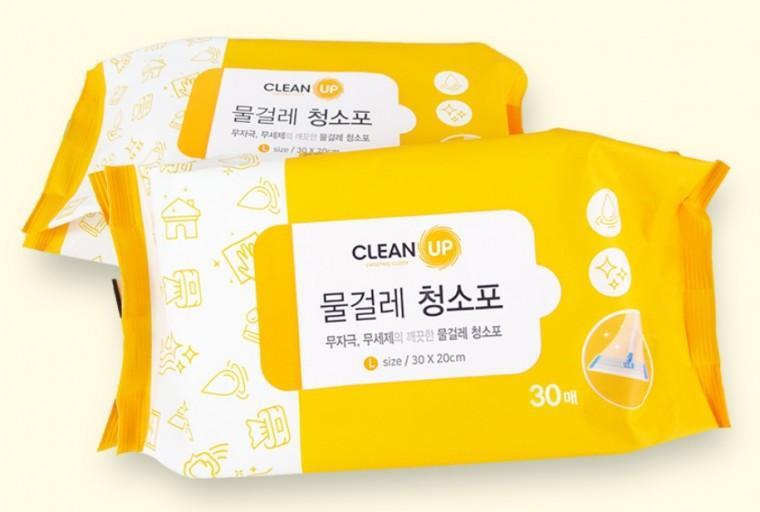 다용도 국산 크린업 물걸레 청소포 30매 대형30X20cm 5개 리필형 무자극 무세제 손걸레 청소용품