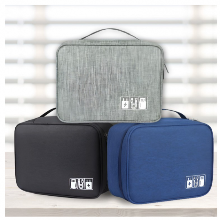 [IS몰] 케이블 파우치 보조배터리 충전기 여행용 외장하드 USB 이어폰 멀티 다용도 방수 수납 정리 보조