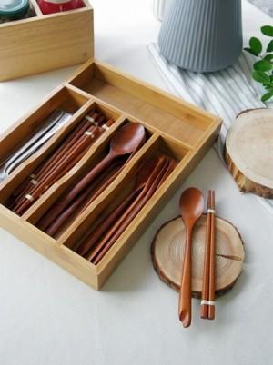 내추럴우드 수저통 다용도 꽂이 수납