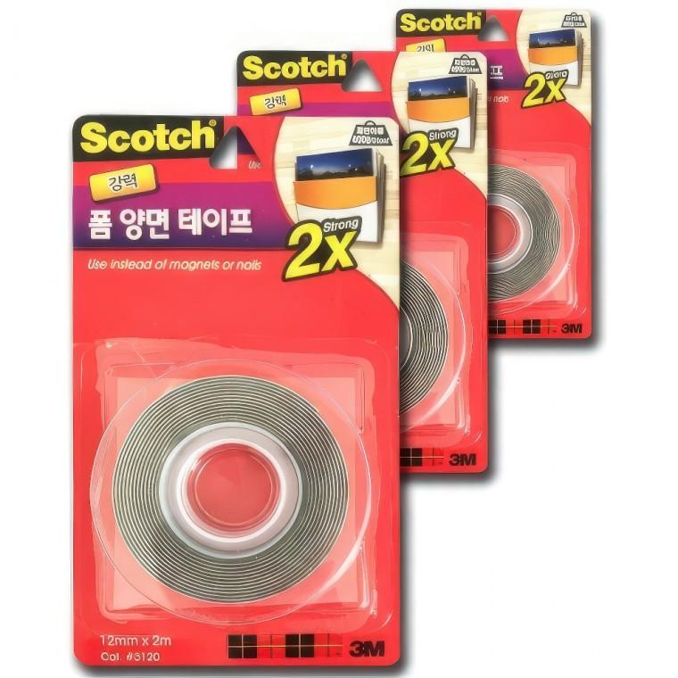 3M 영구접착 고정 강력 양면 폼 테이프 불투명 3개 다용도 행사장 DIY