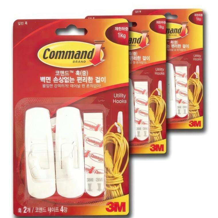 3M 벽걸이 접착식 후크 다용도 고리 걸이 행거 M 6P 주방 소품 벨트 옷