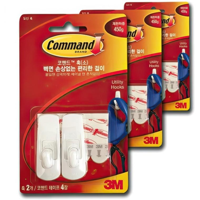 3M 벽걸이 접착식 후크 다용도 고리 걸이 행거 S 6P 침실 벨트 수건 주방