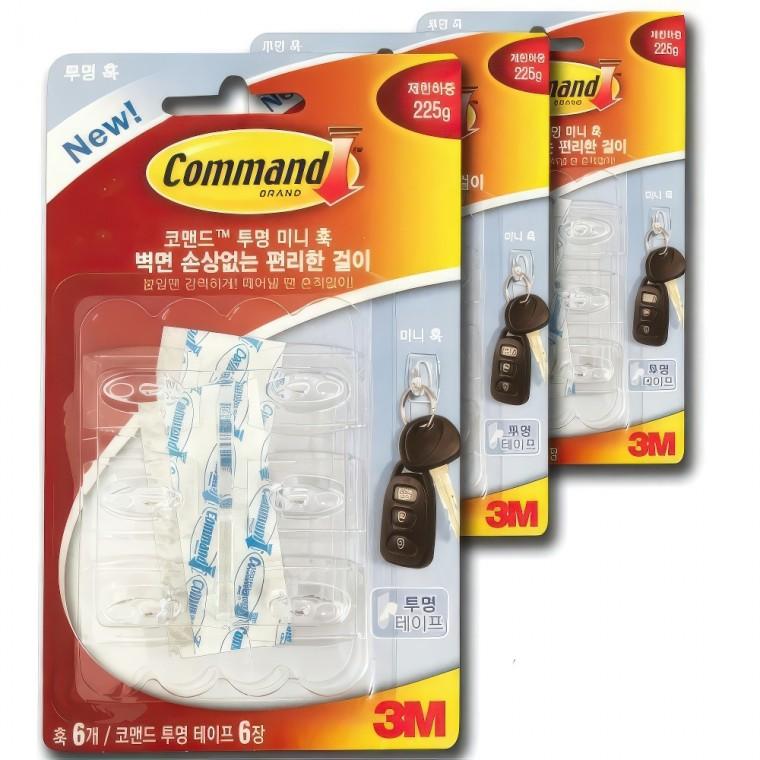 3M 벽부착 욕실 주방 소품 옷 걸이 후크행거 미니 18P 다용도 침실 모자