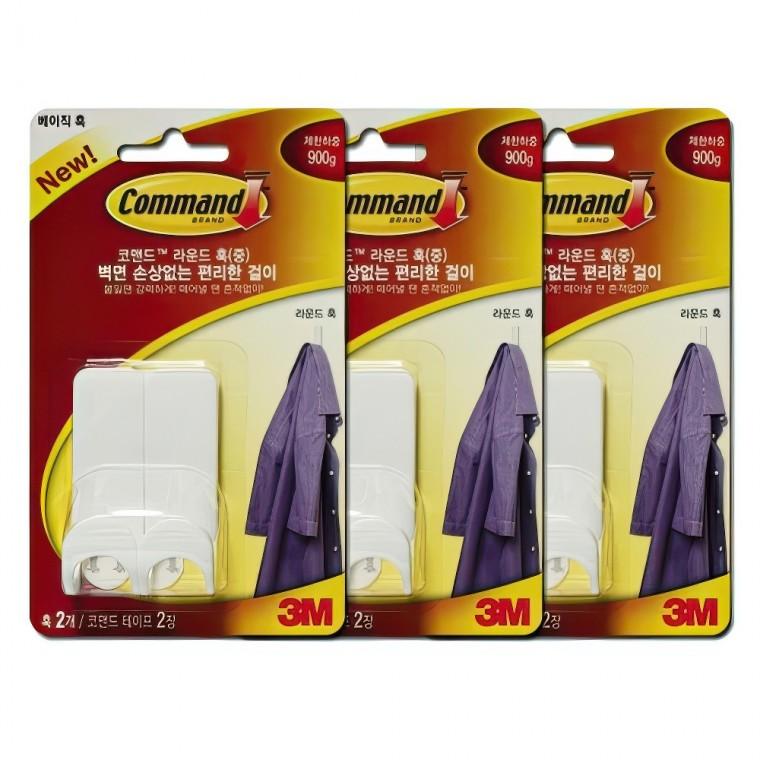 3M 접착식 라운드 후크 걸이 고정 고리 행거 3종모음 벨트 모자 다용도