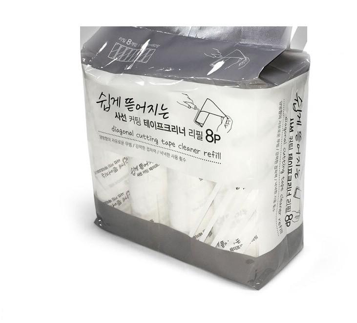 쉽게 뜯어지는 사선 커팅 테이프클리너 리필 8P 160mm 다용도 강력 청소 돌돌이