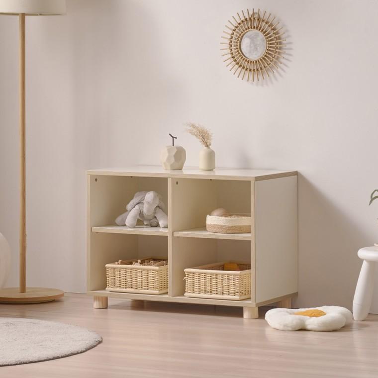 CP143 다용도 네칸 오픈 책장 (원목발)