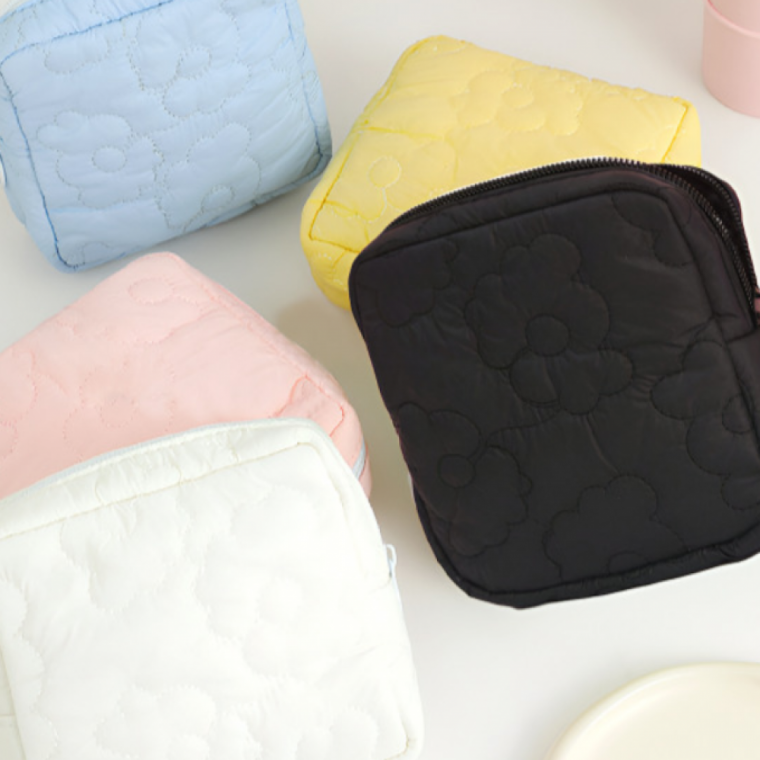 플라워 누빔 파우치 다용도 화장품 케이스 여행 소품