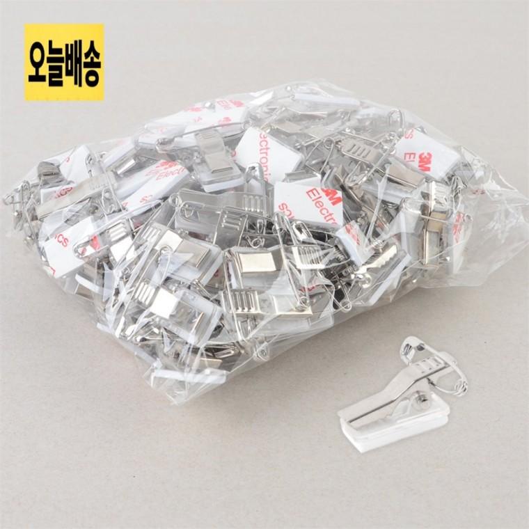 부착식집게핀100P 다용도집게핀 명찰집게핀 부착집게