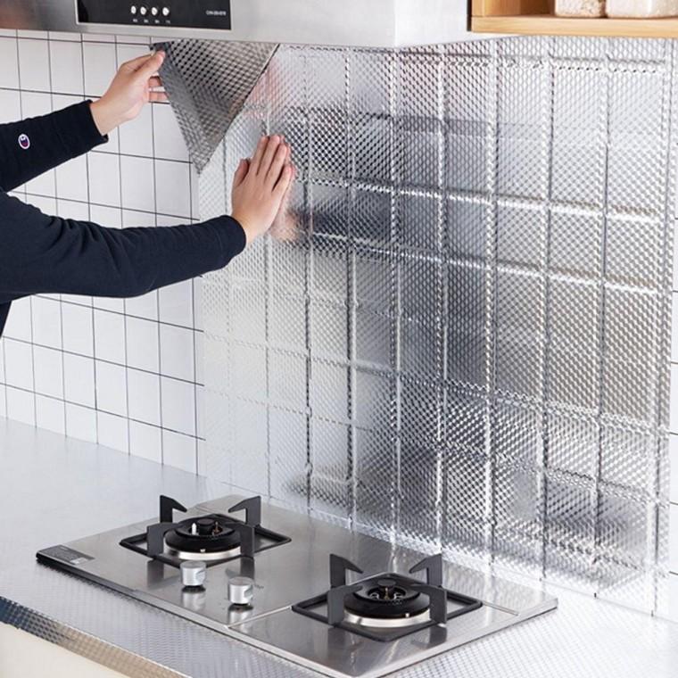 주방 방수 방유 다용도 알미늄 시트지 60x 500cm 알루미늄 타일시 주방벽 부엌