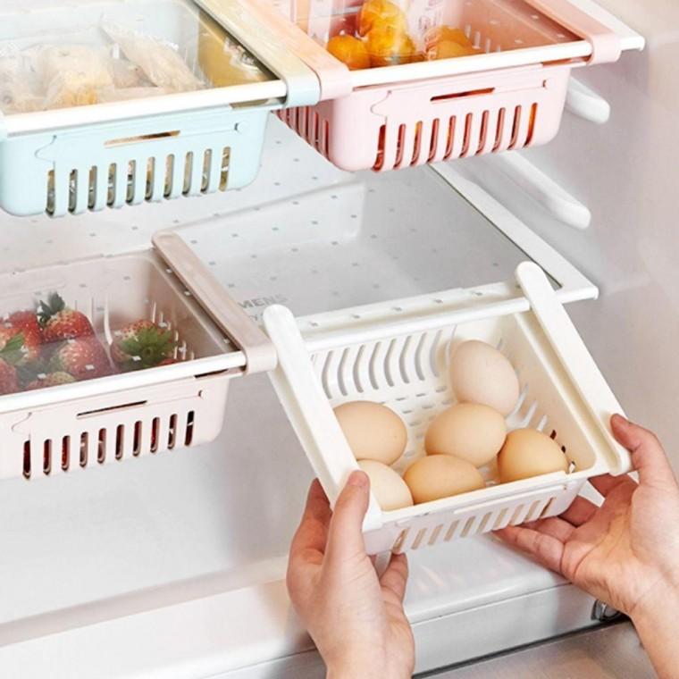 길이 조절 냉장고 다용도 슬라이드 수납 선반 트레이 수납장 서랍 정리함