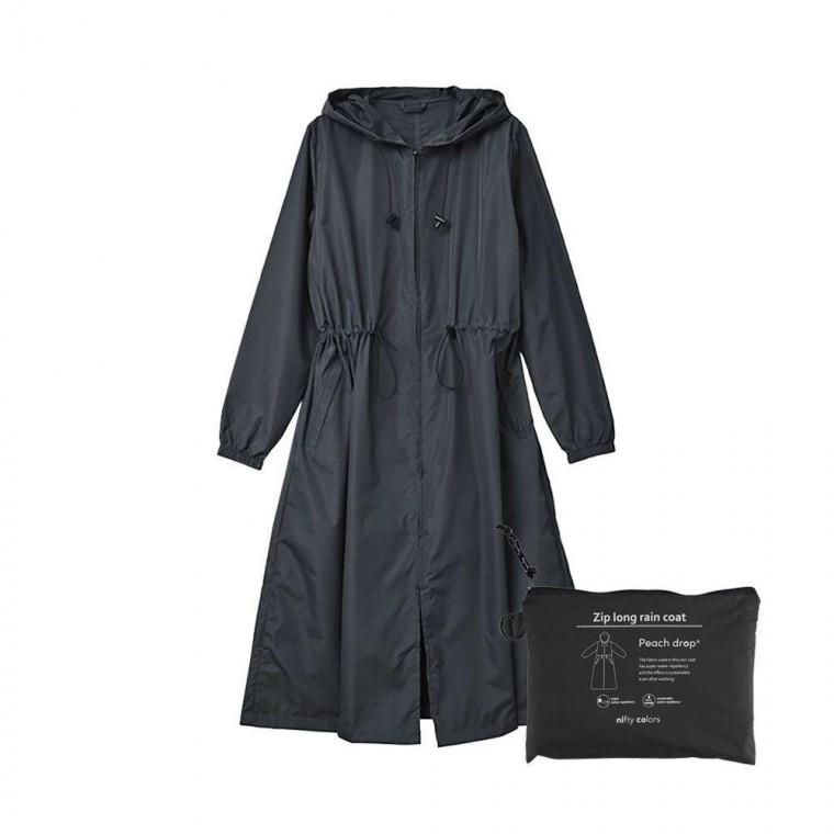 여성용 2WAY 바람막이 레인코트 파우치 세트 차콜