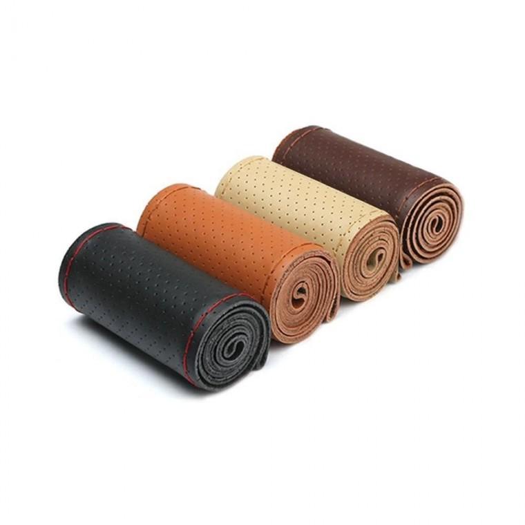 루미나D DIY 차량용 가죽 핸들커버 인공 봉제 타입 가정용 주방용