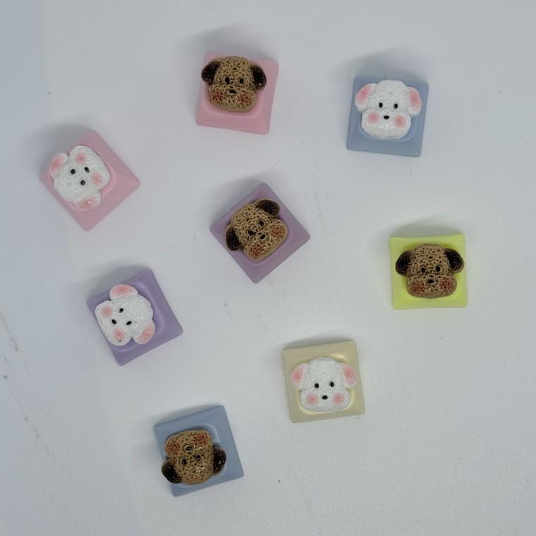 C13 강아지 푸들 퍼피 말티즈 점박이 키캡 키링 키보드 자판 딸깍이 클리커 키캡꾸미키 커버