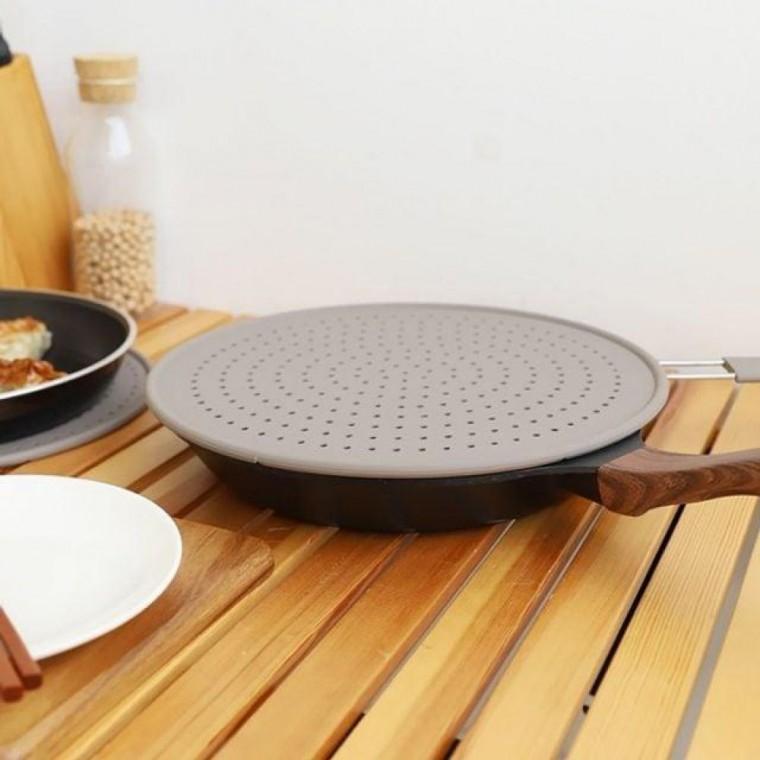 음식 조리 기름튐 방지 프라이팬 실리콘 커버 덮개 30cm 후라이팬 군만두 요리 전