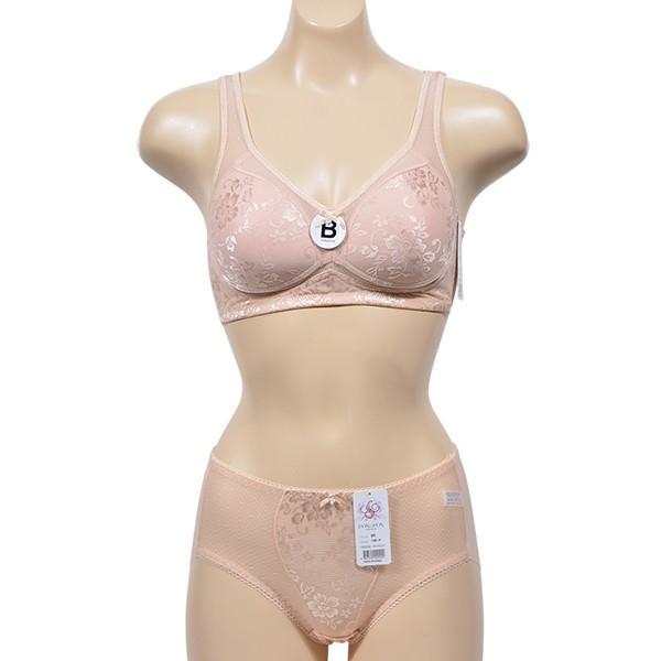플라워자수 망사레이스 노와이어 조끼형 B컵 브라팬티세트