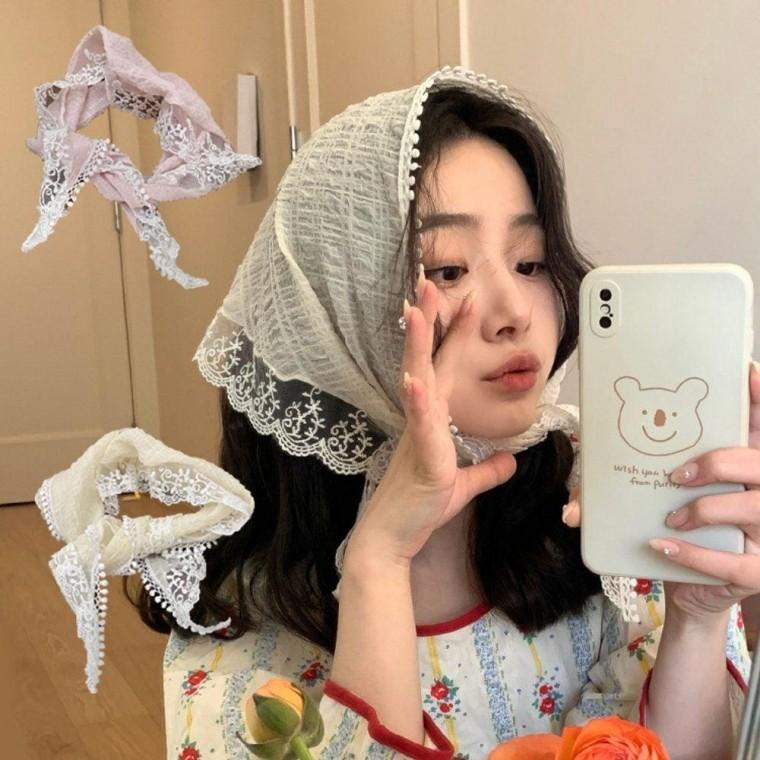 레이스 프릴 쁘띠 스카프 손수건 반다나
