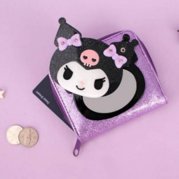 반지갑 어린이 초등학생 쿠로 미 캐릭터 카드 현금 동전 지폐 거울 지갑 선물