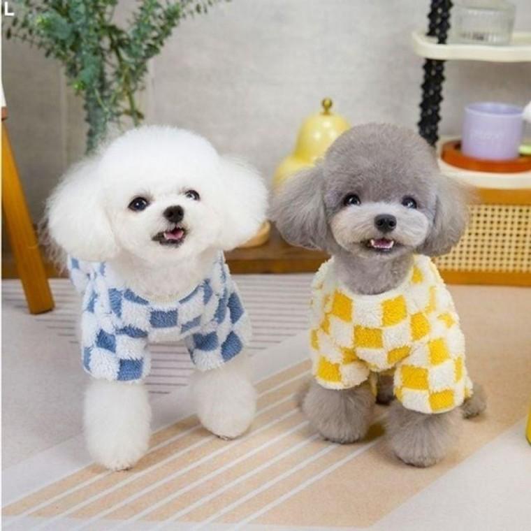 bns 체크 보아털 강아지 옷 BND-W67