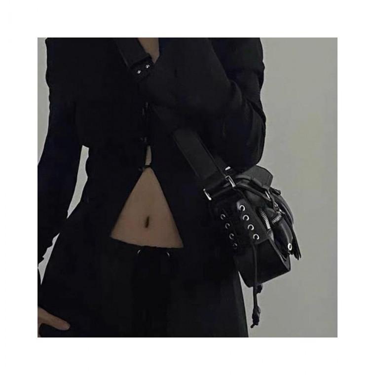 루미나D 미니 포켓 레더 버클 스트랩 모터백 숄더백 가죽가방