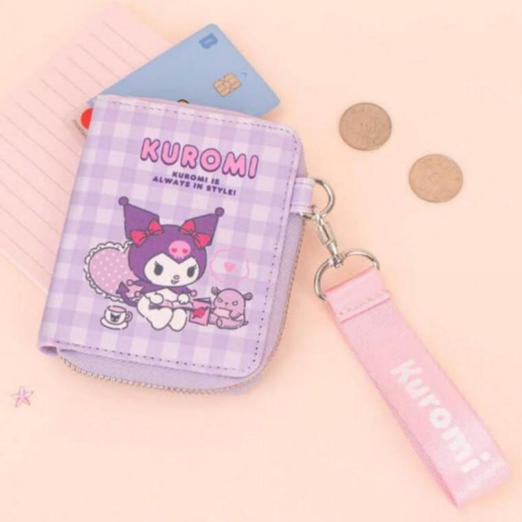 반지갑 어린이 초등학생 쿠로 미 캐릭터 카드 현금 동전 지폐 스트랩 지갑 선물