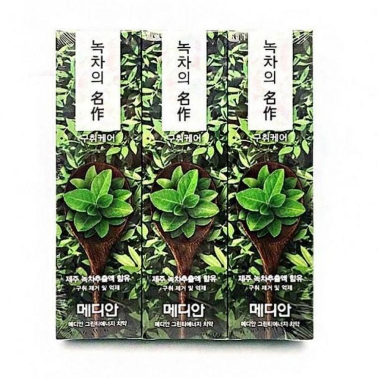 구치 제거 및 억제 산뜻한 그린 제주 녹차 치약 X3 개 생활 용품 잡화 욕실 잇몸