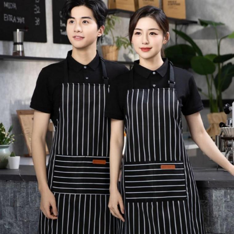 캔버스 줄무늬 앞치마 고급 바리스타 카페 주방 작업용 공방용