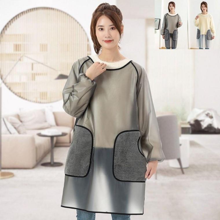 TPU 방수 긴소매앞치마 포켓형 주방 작업 90CM 100CM 원피스형 정육점 카페 포켓형 가죽 코팅