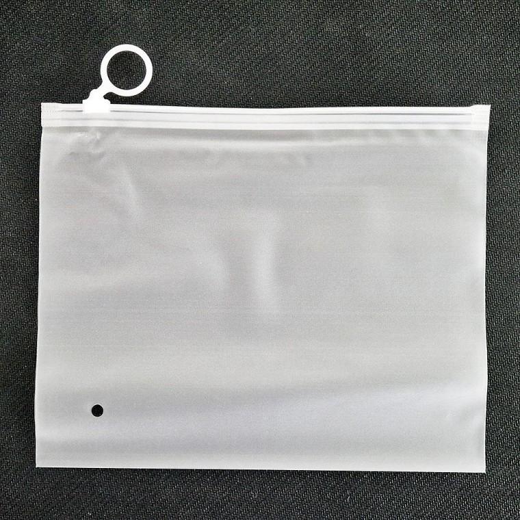 반투명 PVC 지퍼백 21x17cm 손잡이 고리형 수납 파우치 문서 보관