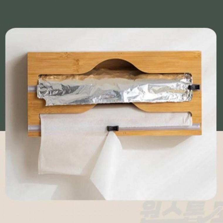 주방 비닐 랩 커팅기 접착식 벽부착 랩커터 정리 수납 보관
