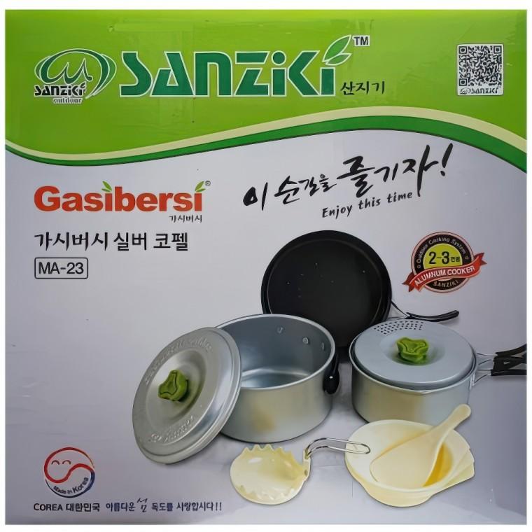 캠핑 백패킹 냄비 식기 그릇 실버 코펠 세트 3인용 조리도구 쿡세트