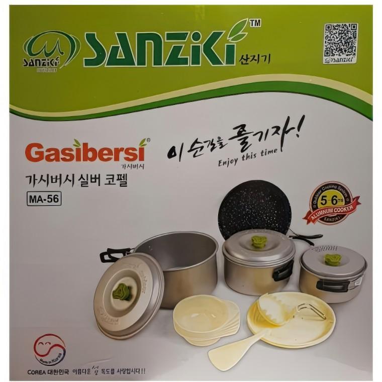 캠핑 백패킹 냄비 식기 그릇 실버 코펠 세트 6인용 조리도구 쿡세트